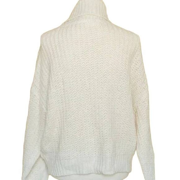 Cloth by RD Turtle Cowl Neck Cable Knit Pullover Sweater Size Large in Cream NWT - Picture 3 of 5